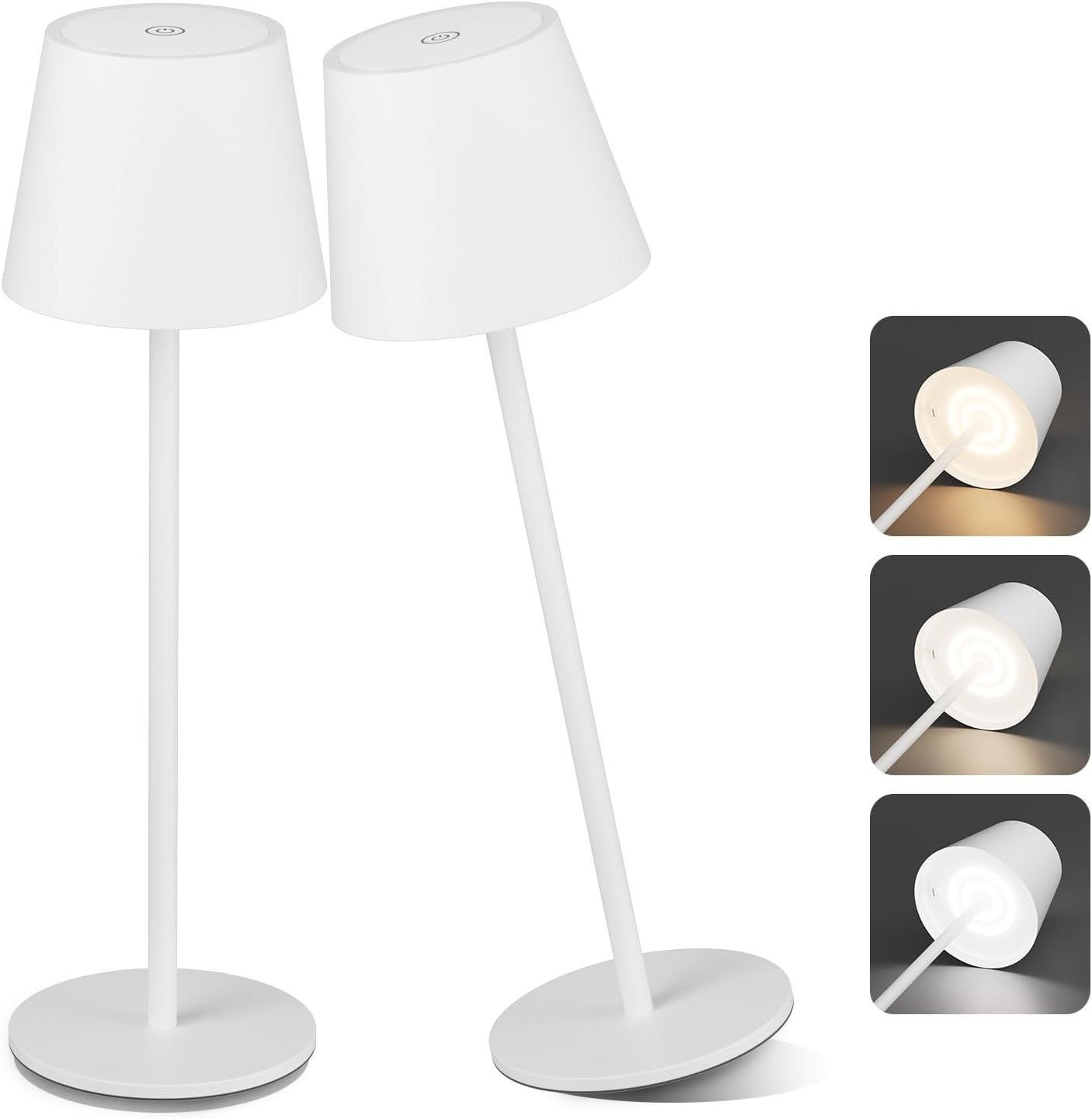 2x Draadloze Tafellamp Wit 6200mAh 3 Kleuren IP54 - 34% Korting