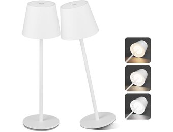 2x Draadloze Tafellamp Wit 6200mAh 3 Kleuren IP54 - 34% Korting