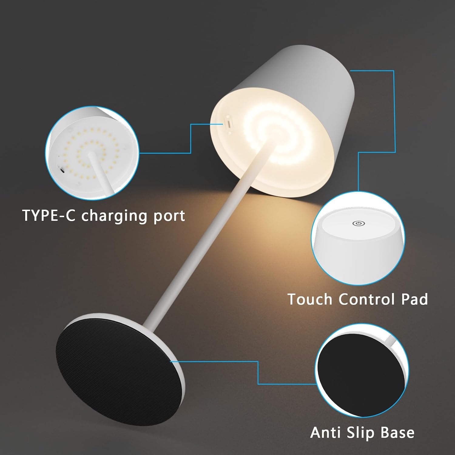 2x Draadloze Tafellamp Wit 6200mAh 3 Kleuren IP54 - 34% Korting