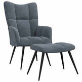 Relaxstoel met voetenbank, fluweel donkergrijs - 35% korting