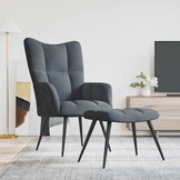 Relaxstoel met voetenbank, fluweel donkergrijs - 35% korting