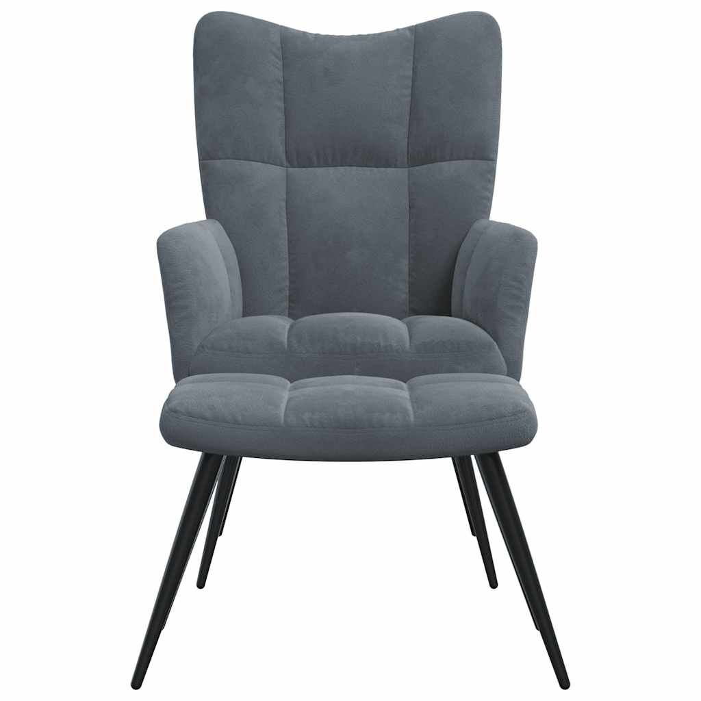 Relaxstoel met voetenbank, fluweel donkergrijs - 35% korting