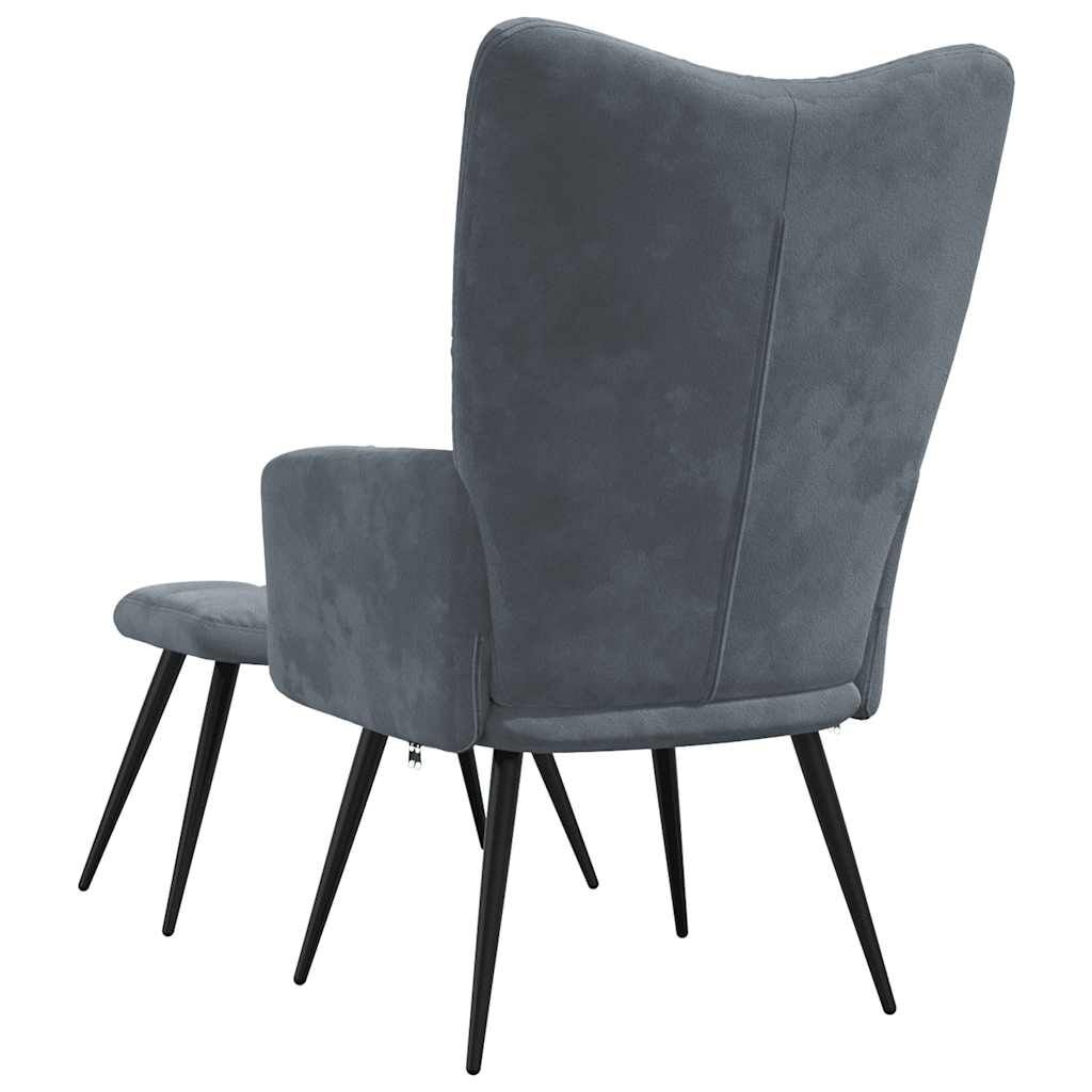Relaxstoel met voetenbank, fluweel donkergrijs - 35% korting