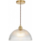 Industriële Hanglamp Koper & Gestreept Glas 25cm - 34% Korting