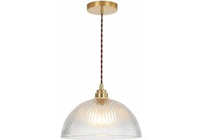 Industriële Hanglamp Koper & Gestreept Glas 25cm - 34% Korting