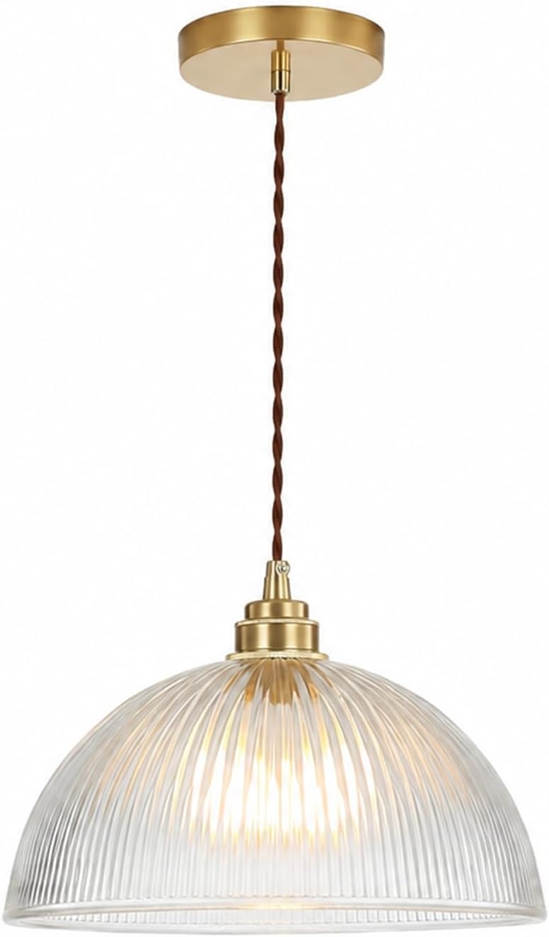 Industriële Hanglamp Koper & Gestreept Glas 25cm - 34% Korting