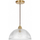 Industriële Hanglamp Koper & Gestreept Glas 25cm - 34% Korting