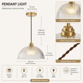 Industriële Hanglamp Koper & Gestreept Glas 25cm - 34% Korting