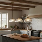 Industriële Hanglamp Koper & Gestreept Glas 25cm - 34% Korting