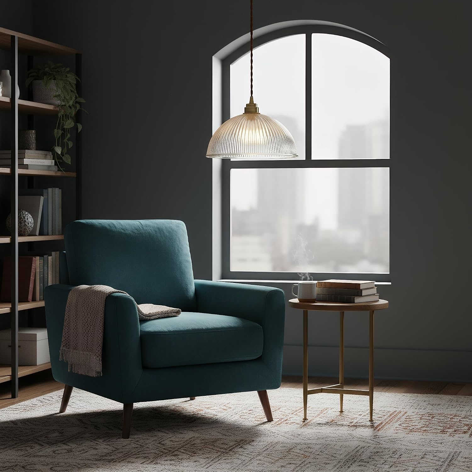 Industriële Hanglamp Koper & Gestreept Glas 25cm - 34% Korting