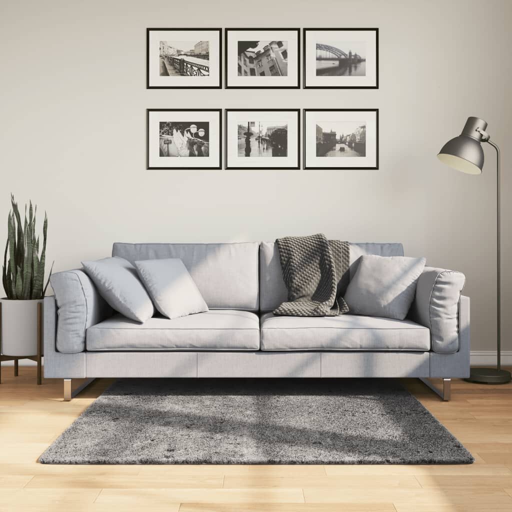 vidaXL Vloerkleed HUARTE laagpolig zacht wasbaar 120x120 cm antraciet