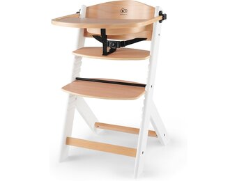 Kinderkraft Houten Kinderstoel 3-in-1 ENOCK, Hoge babystoel, hoogte verstelbaar in 5 niveaus, 3-punts gordels, tot 10 jaar, wit