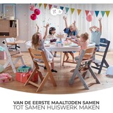 Kinderkraft Houten Kinderstoel 3-in-1 ENOCK, Hoge babystoel, hoogte verstelbaar in 5 niveaus, 3-punts gordels, tot 10 jaar, wit