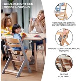 Kinderkraft Houten Kinderstoel 3-in-1 ENOCK, Hoge babystoel, hoogte verstelbaar in 5 niveaus, 3-punts gordels, tot 10 jaar, wit