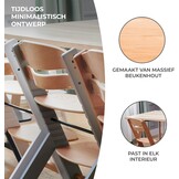 Kinderkraft Houten Kinderstoel 3-in-1 ENOCK, Hoge babystoel, hoogte verstelbaar in 5 niveaus, 3-punts gordels, tot 10 jaar, wit