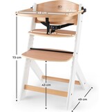 Kinderkraft Houten Kinderstoel 3-in-1 ENOCK, Hoge babystoel, hoogte verstelbaar in 5 niveaus, 3-punts gordels, tot 10 jaar, wit