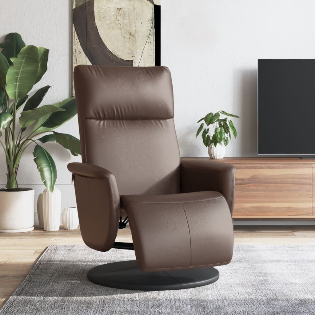vidaXL Fauteuil verstelbaar met voetensteun kunstleer bruin