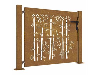 vidaXL Poort 100x75 cm bamboe-ontwerp cortenstaal