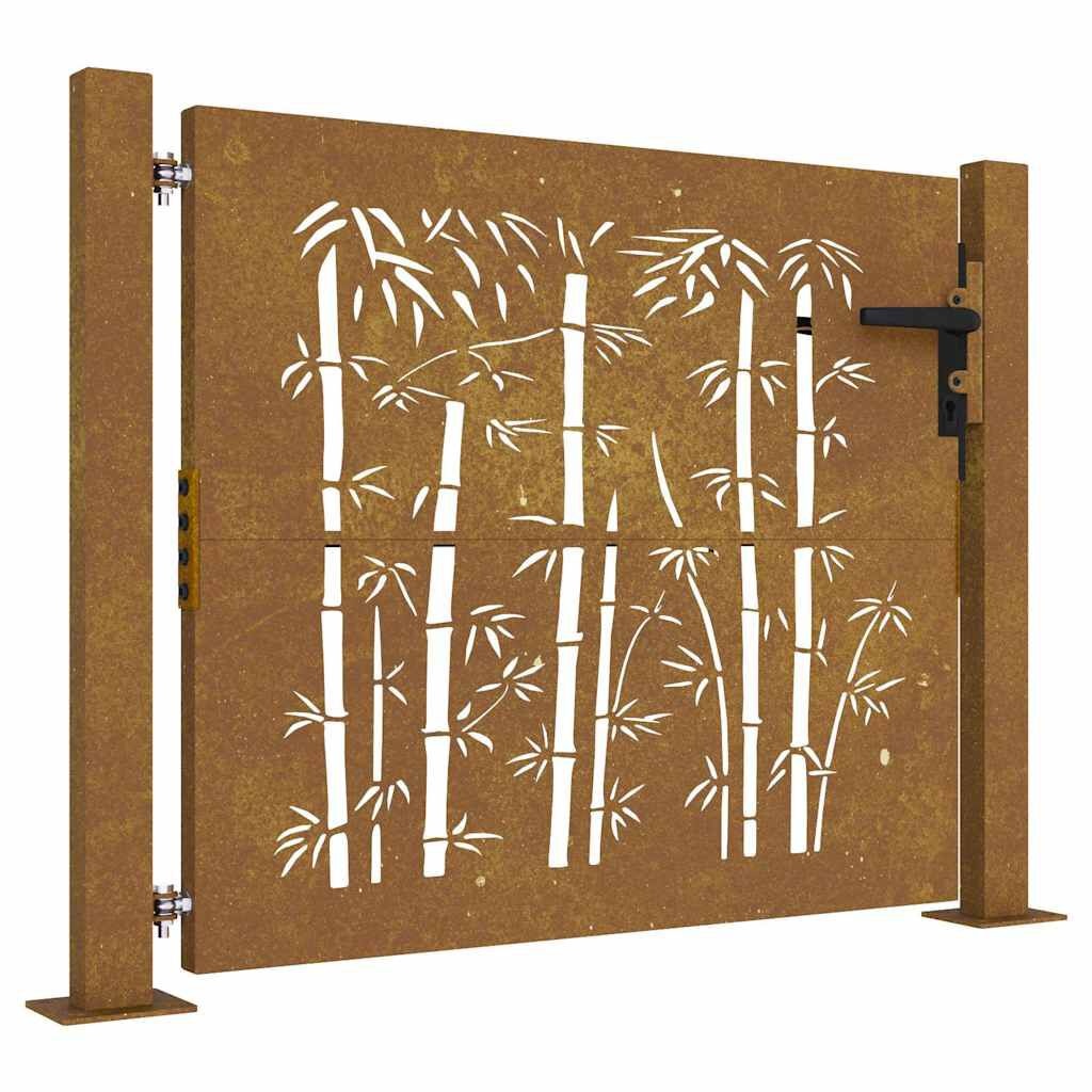 vidaXL Poort 100x75 cm bamboe-ontwerp cortenstaal