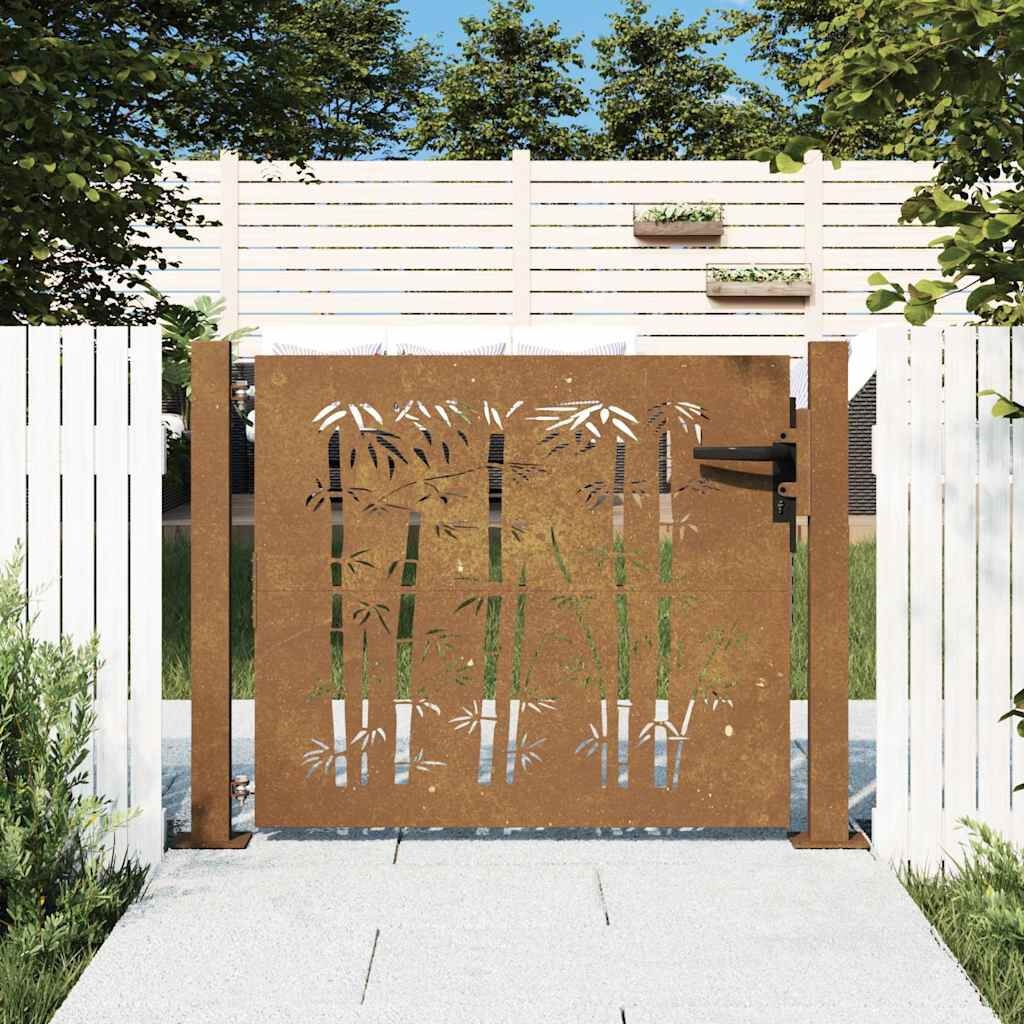 vidaXL Poort 100x75 cm bamboe-ontwerp cortenstaal