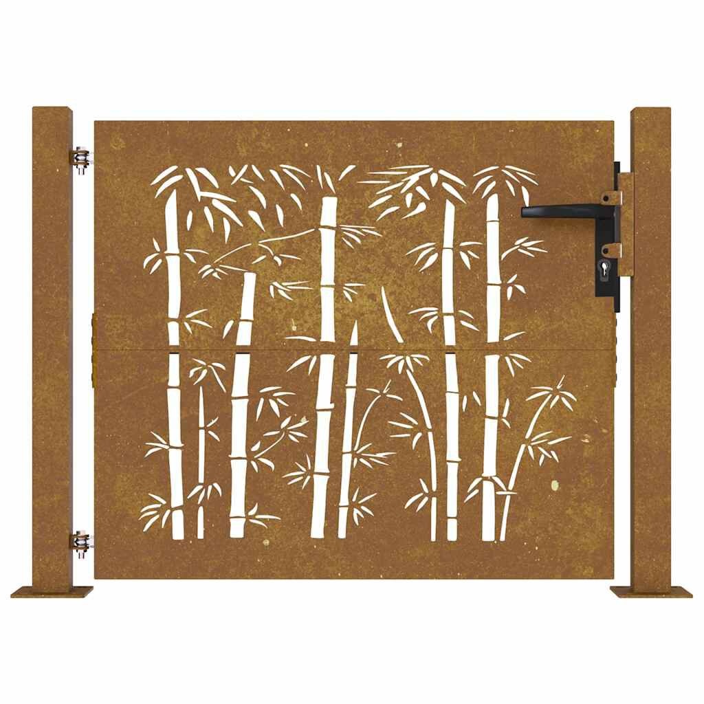 vidaXL Poort 100x75 cm bamboe-ontwerp cortenstaal