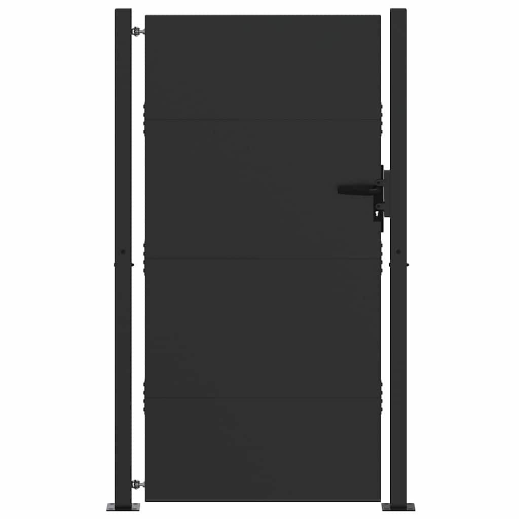vidaXL Tuinpoort met slot Zwart 110 x 180 cm Gepoedercoat staal