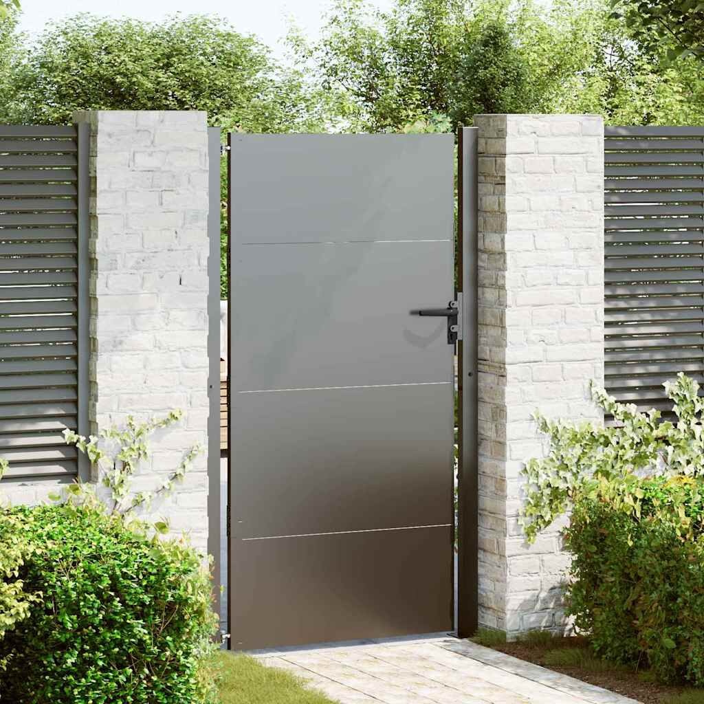 vidaXL Tuinpoort met slot Zwart 110 x 180 cm Gepoedercoat staal