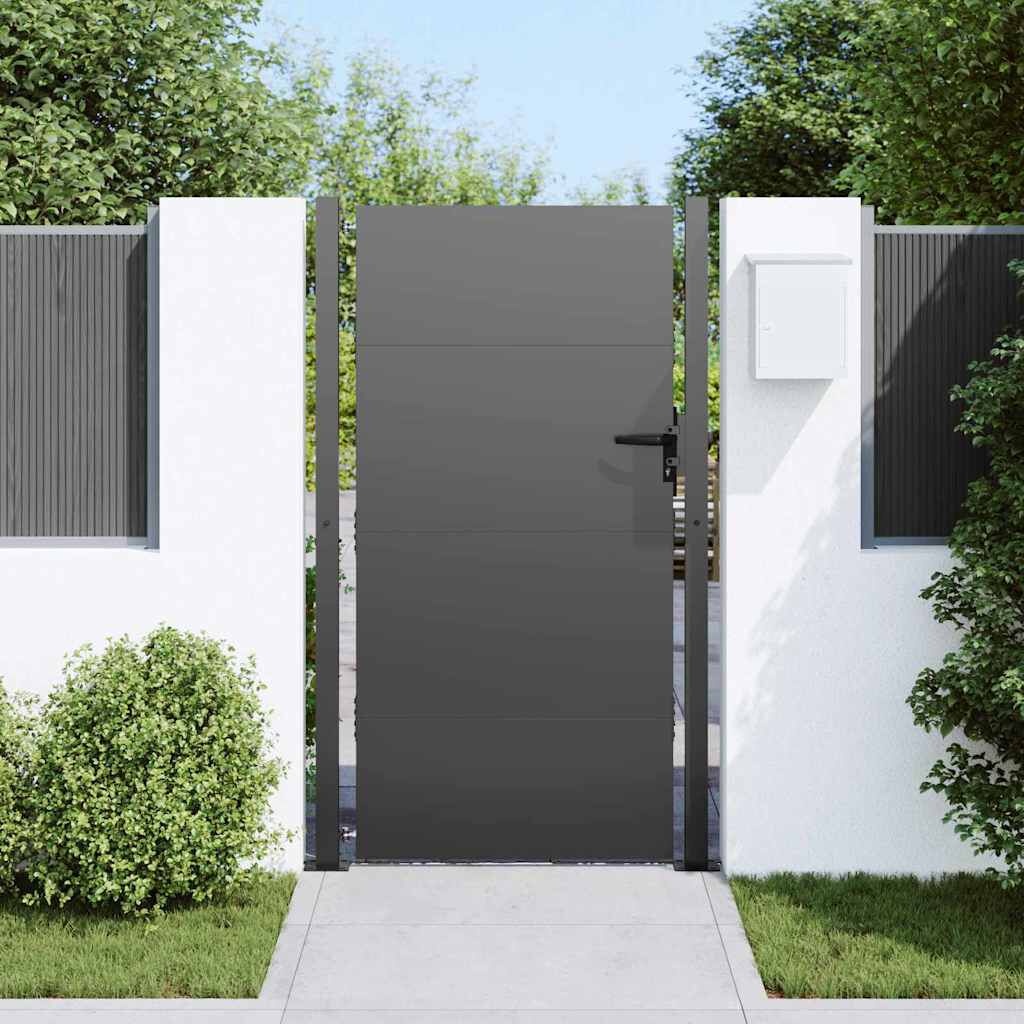 vidaXL Tuinpoort met slot Zwart 110 x 180 cm Gepoedercoat staal