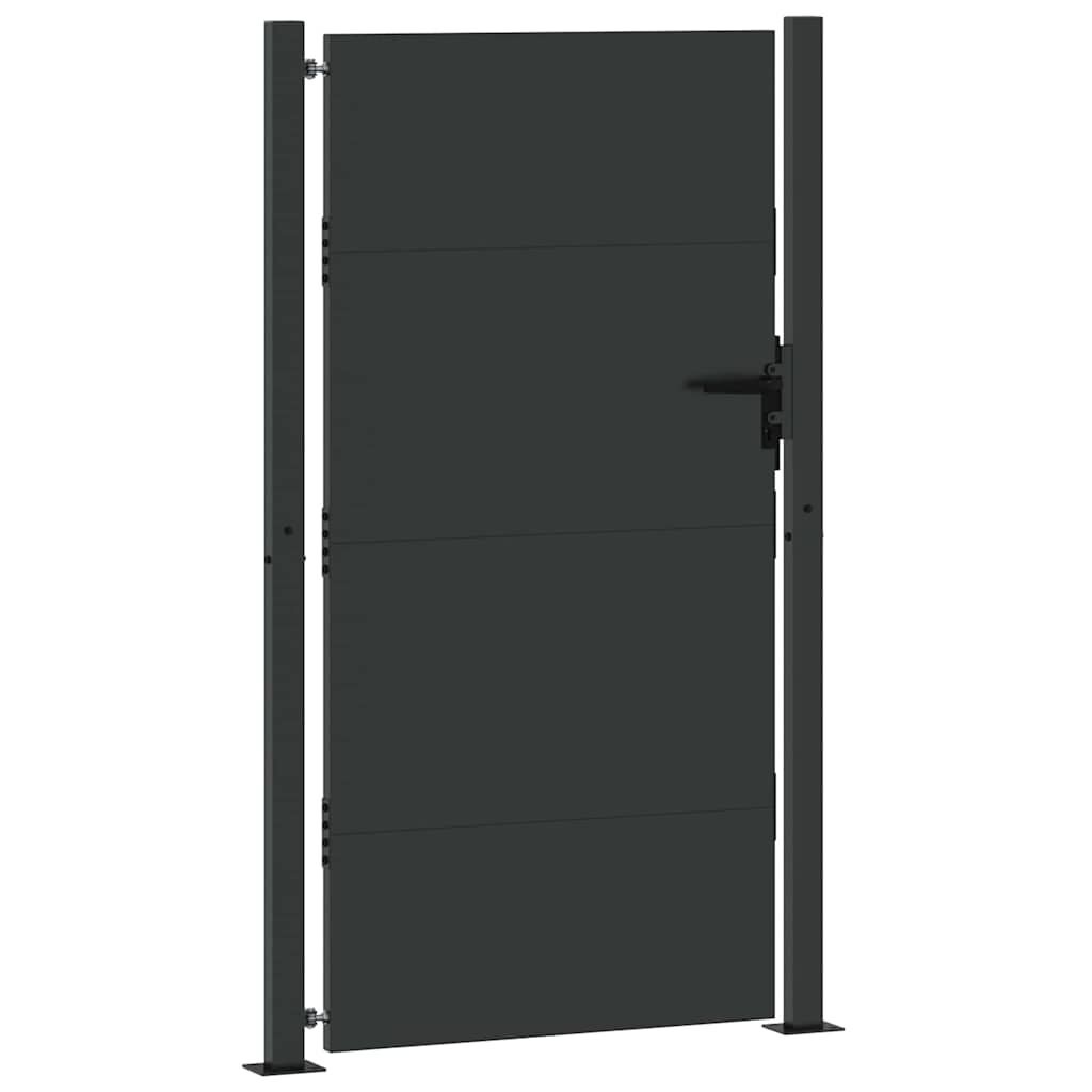vidaXL Tuinpoort met slot Zwart 110 x 180 cm Gepoedercoat staal