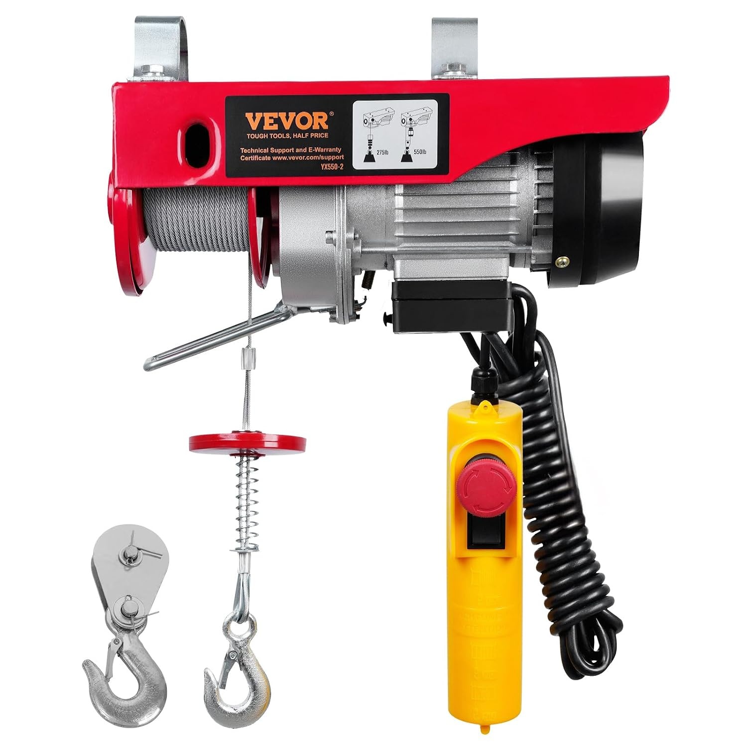 VEVOR Elektrische takel 250KG - 230V - 510W - 12m hefhoogte - 10m/min