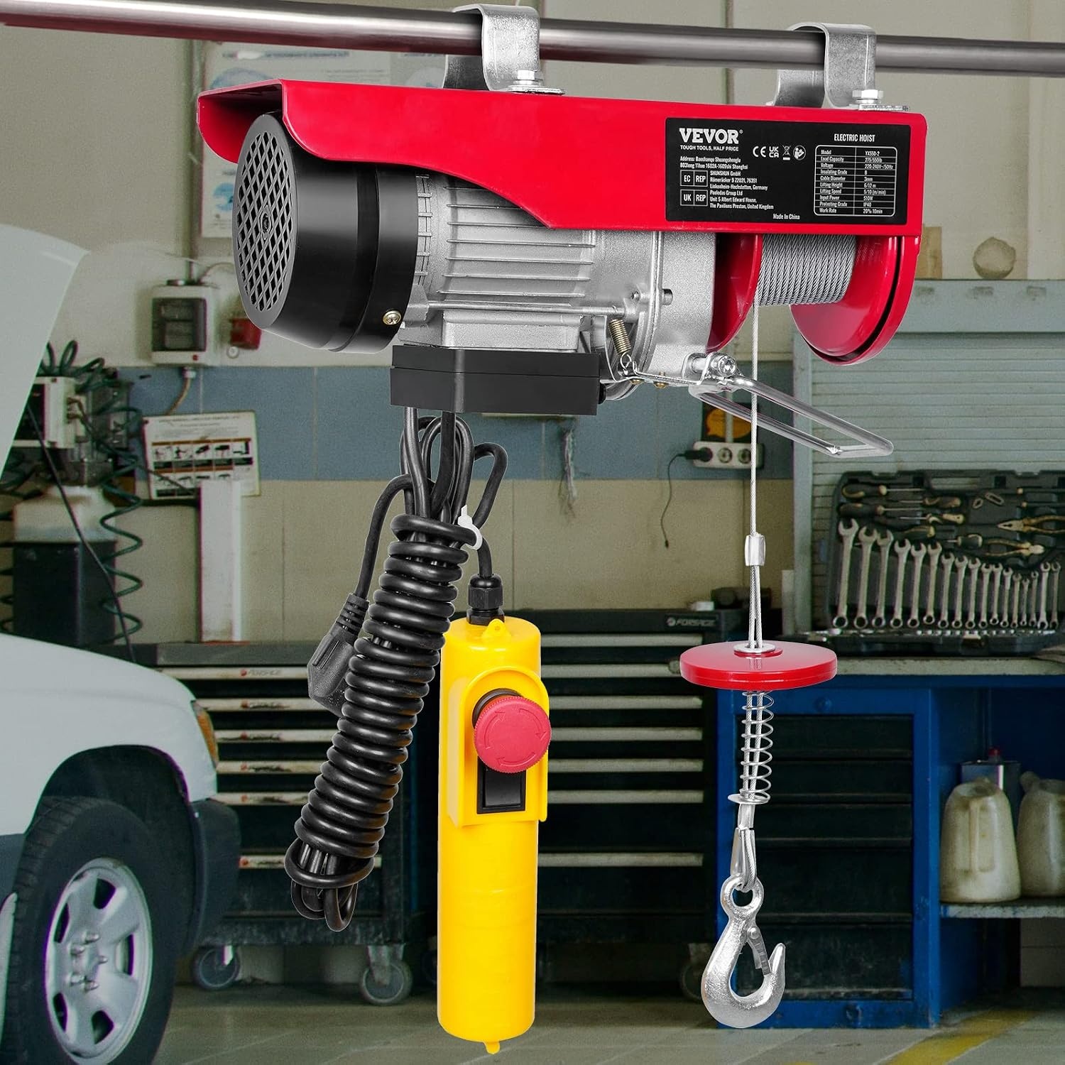 VEVOR Elektrische takel 250KG - 230V - 510W - 12m hefhoogte - 10m/min