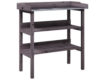 vidaXL Plantentafel met schappen 78x38x82,5 cm vurenhout grijs