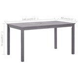 vidaXL Tuintafel 140x80x74 cm massief acaciahout greywash