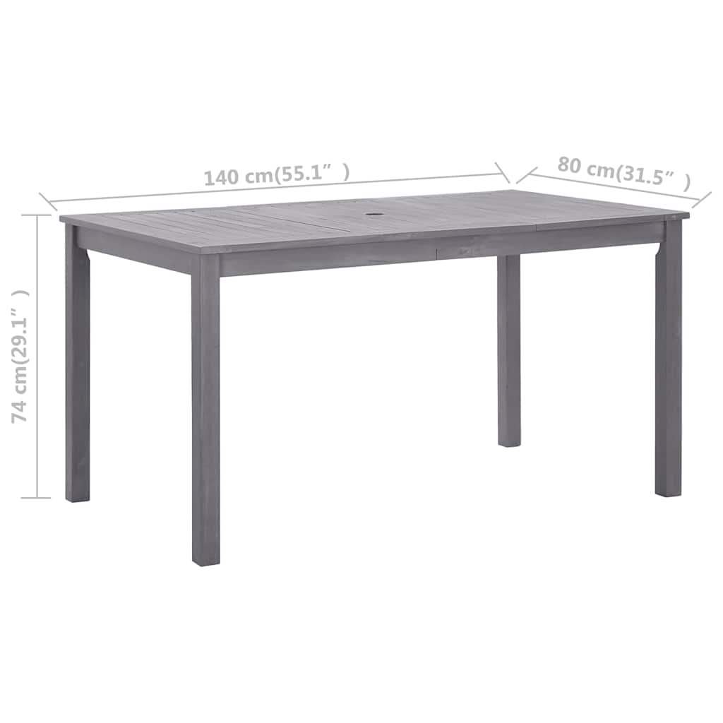 vidaXL Tuintafel 140x80x74 cm massief acaciahout greywash