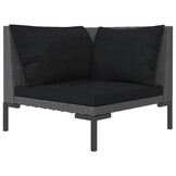 vidaXL Tuinbank met kussens halfrond poly rattan