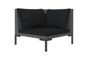 VidaXL Halfronde Tuinbank met Kussens Poly Rattan - Donkergrijs/Zwart - 62% Korting