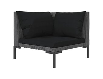 vidaXL Tuinbank met kussens halfrond poly rattan