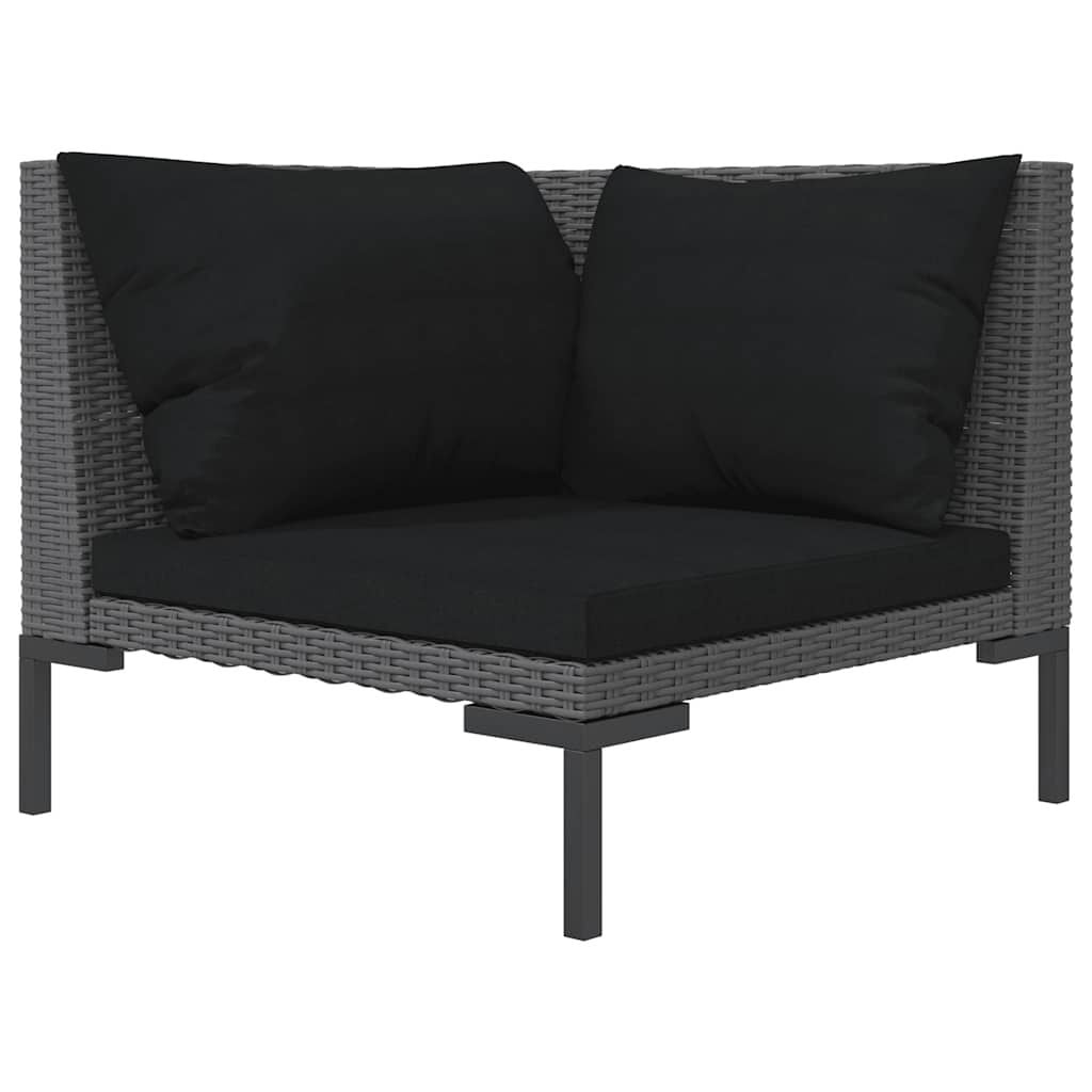 vidaXL Tuinbank met kussens halfrond poly rattan