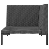 vidaXL Tuinbank met kussens halfrond poly rattan
