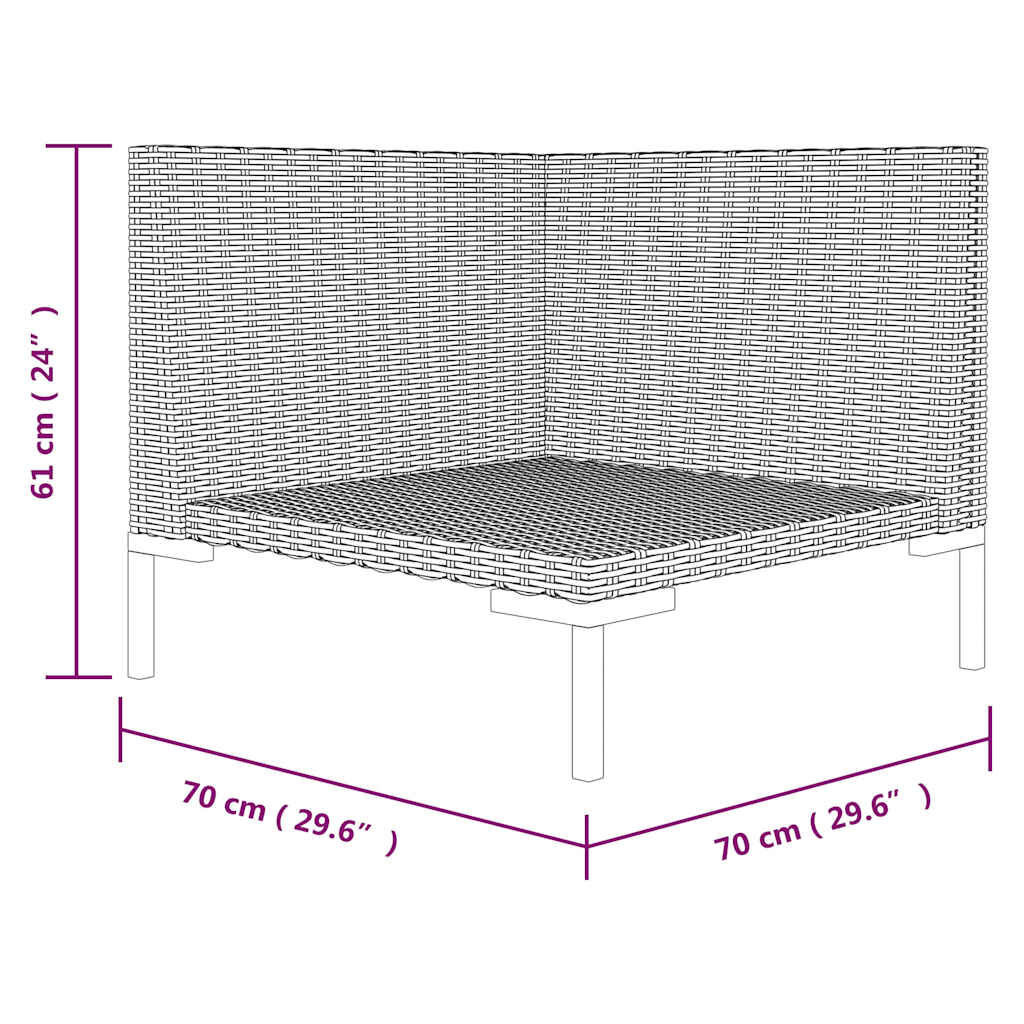 vidaXL Tuinbank met kussens halfrond poly rattan