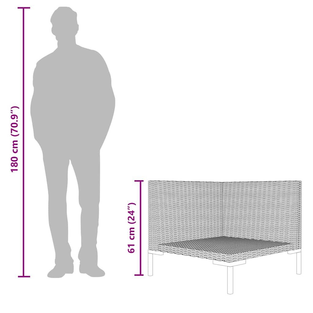 vidaXL Tuinbank met kussens halfrond poly rattan