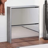 vidaXL Schoenenkast met spiegel 2-laags 63x17x67 cm grijs sonoma