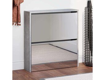 vidaXL Schoenenkast met spiegel 2-laags 63x17x67 cm grijs sonoma