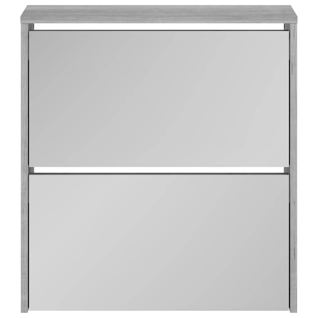 vidaXL Schoenenkast met spiegel 2-laags 63x17x67 cm grijs sonoma