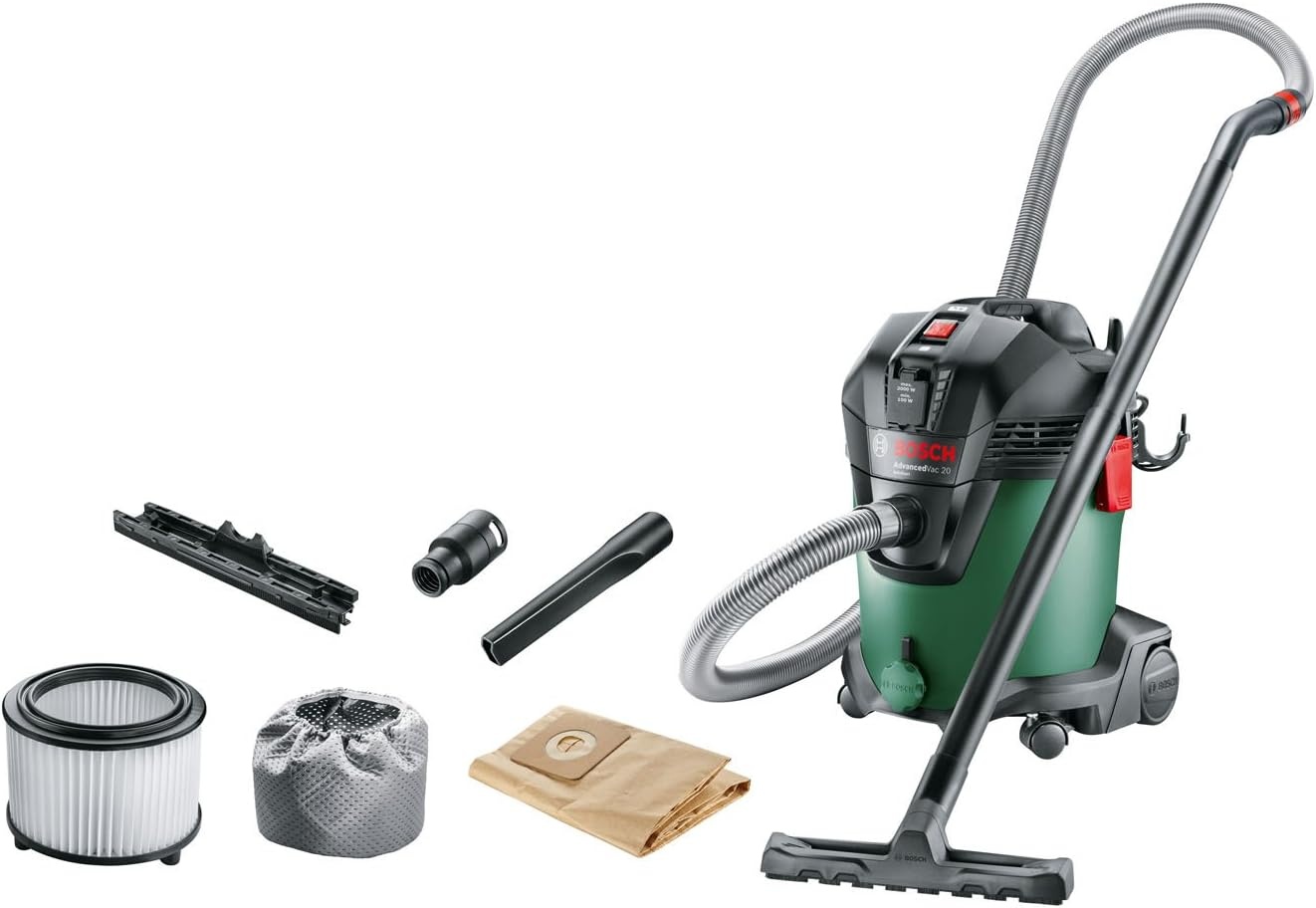 Bosch Home And Garden AdvancedVac 20, Nat- En Droogzuiger (1200 W, 20 L, In Doos), Groen