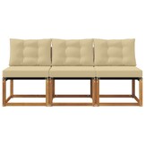 vidaXL 3 st Buitenzitmiddelsofa Massief acaciahout en Textilene Stof