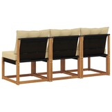 vidaXL 3 st Buitenzitmiddelsofa Massief acaciahout en Textilene Stof
