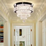 Finktonglan Led-kroonluchter, dimbaar, 30 cm, moderne kristallen kroonluchter met afstandsbediening, 3 lichtkleuren, verwisselbare kristallen plafondlamp voor slaapkamer, woonkamer, hal, hal