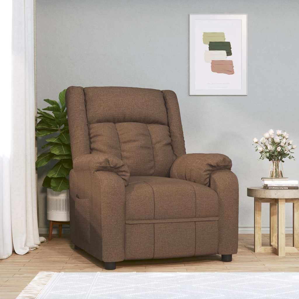 vidaXL Fauteuil verstelbaar stof bruin