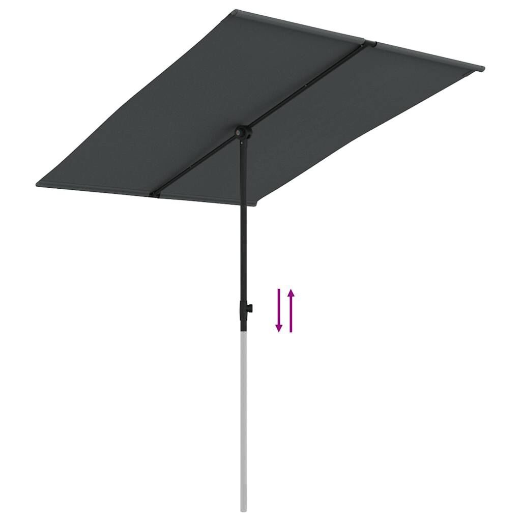 vidaXL Parasol met aluminium paal 2x1,5 m antracietkleurig